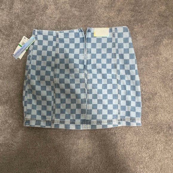 Checkered, Jean mini skirt size L. - Picture 2 of 2